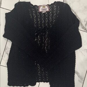 Tiara Black Open-Knit Cardigan